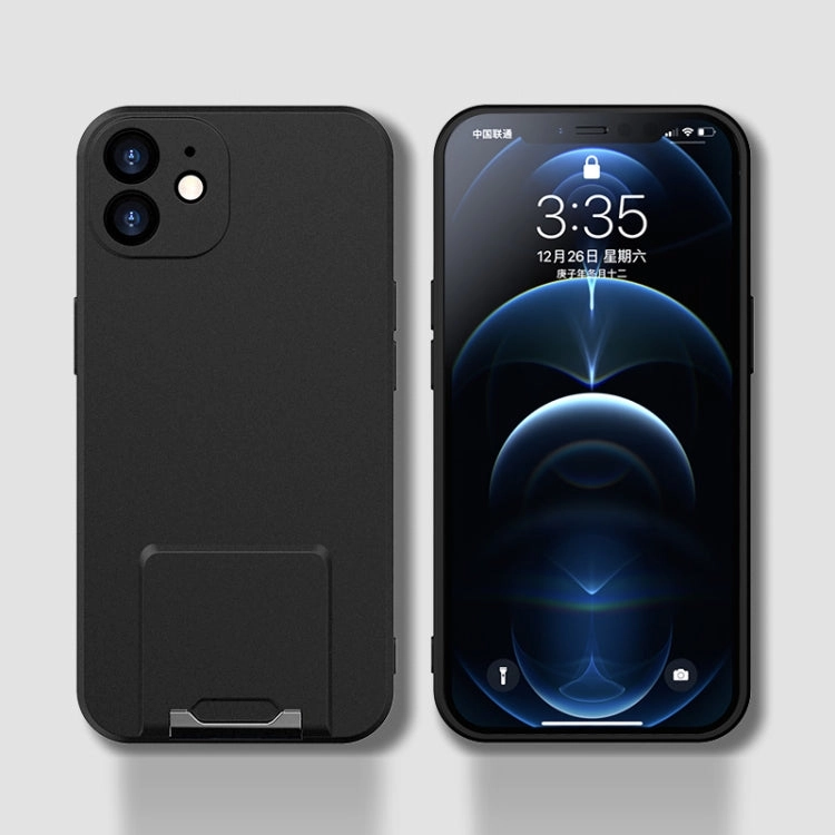 For iPhone 11 Skin Feel Frosted TPU Shockproof Phone Case with Telescopic Holder