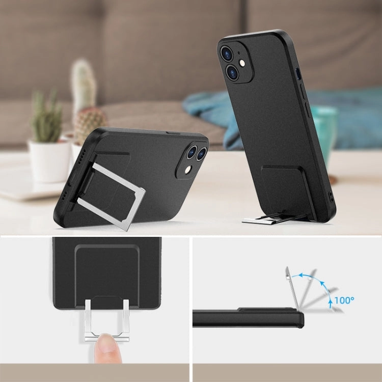 For iPhone 11 Skin Feel Frosted TPU Shockproof Phone Case with Telescopic Holder