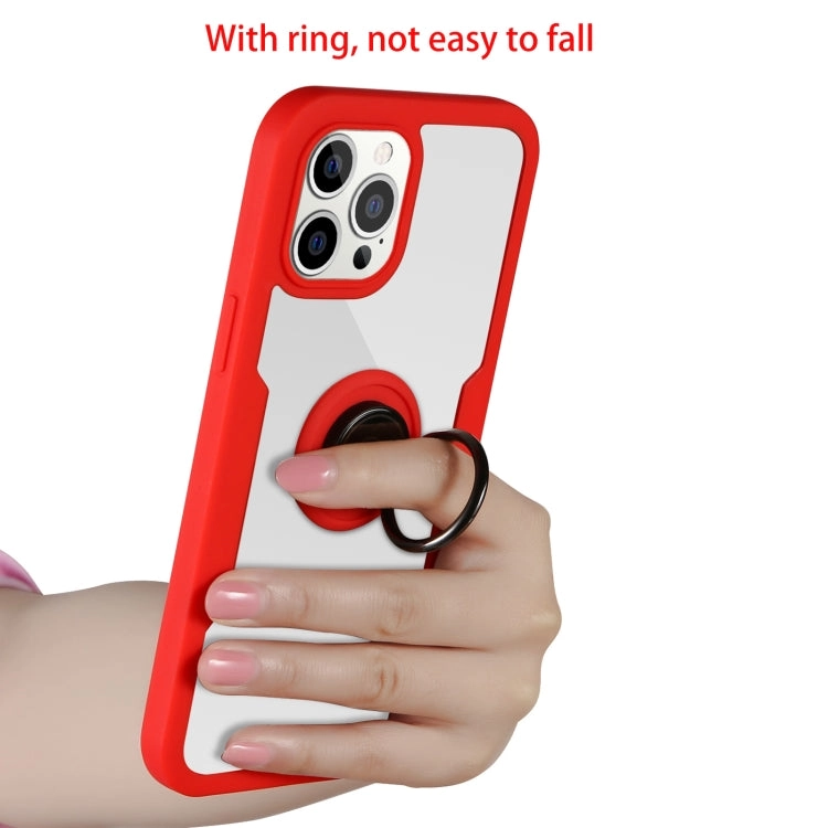 For iPhone 12 360 All-inclusive Dual-sided Magnetic Case with Ring Holder