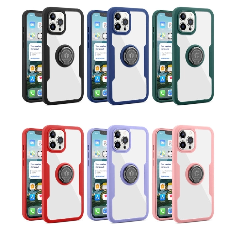 For iPhone 12 360 All-inclusive Dual-sided Magnetic Case with Ring Holder