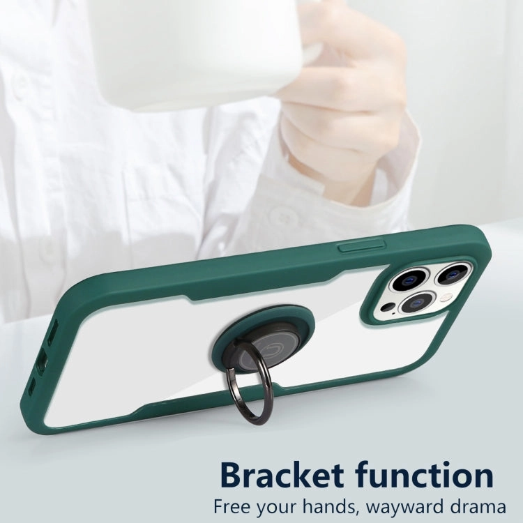 For iPhone 12 360 All-inclusive Dual-sided Magnetic Case with Ring Holder