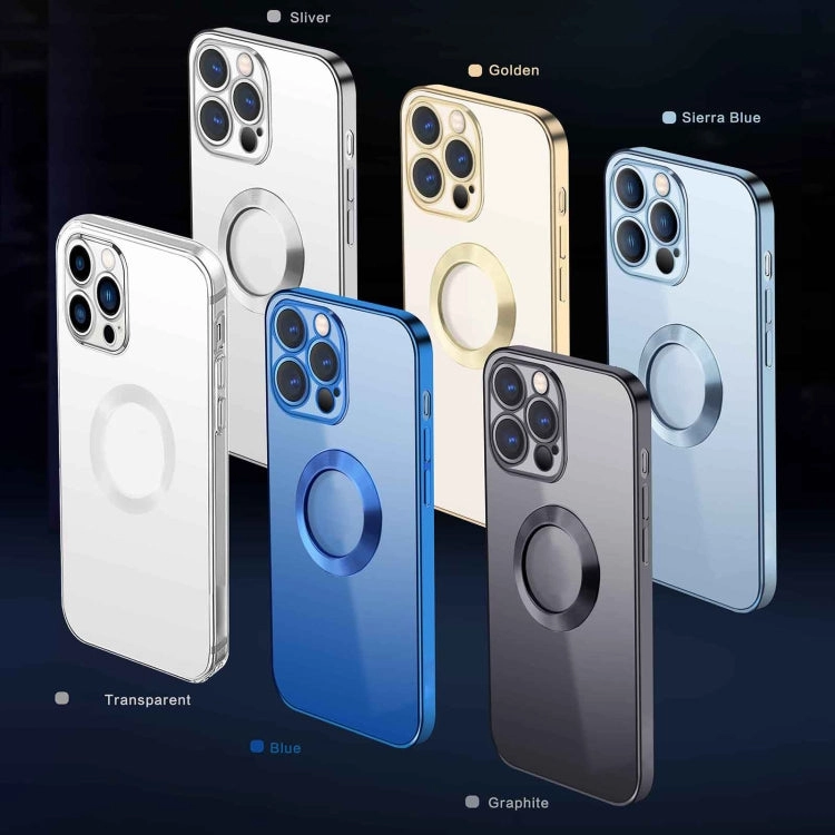 For iPhone 12 9D Electroplated Edge Metal Ring Clear PC   TPU Shockproof Case