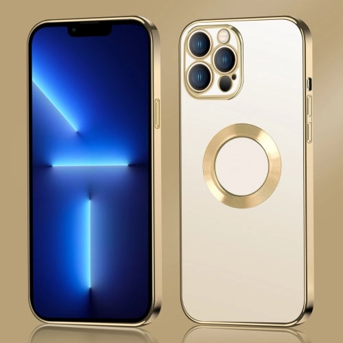 For iPhone 12 9D Electroplated Edge Metal Ring Clear PC   TPU Shockproof Case