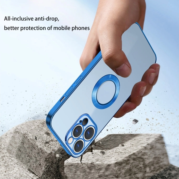 For iPhone 12 9D Electroplated Edge Metal Ring Clear PC   TPU Shockproof Case