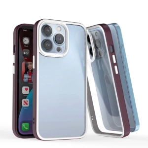 For iPhone 13 3 In 1 Two-color TPU   Acrylic Shockproof Phone Case