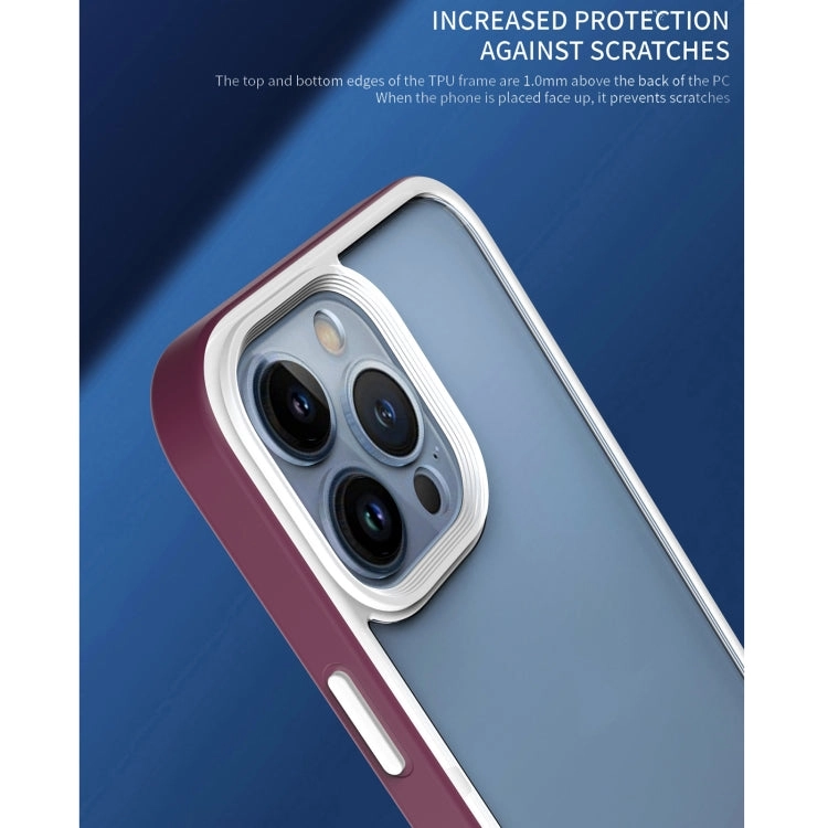 For iPhone 13 3 In 1 Two-color TPU   Acrylic Shockproof Phone Case