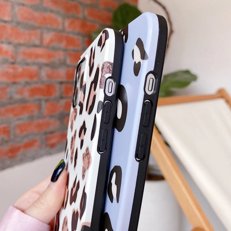 For iPhone 13 Leopard Print TPU Straight Edge Phone Case with Lanyard