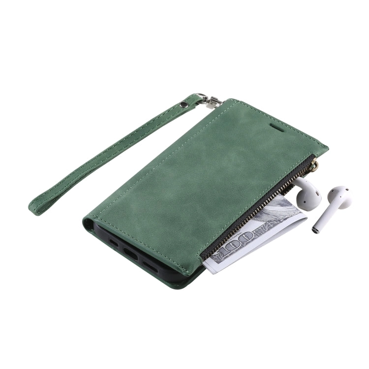 For Samsung Galaxy Note 20 Side Zipper Back Card Horizontal Flip PU Leather Case with Card Slots