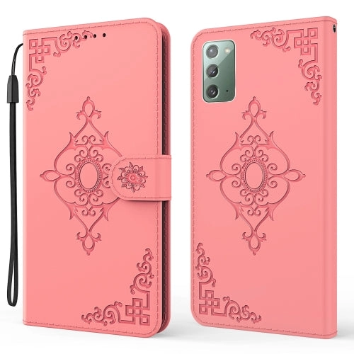 For Samsung Galaxy Note20 4G / 5G Embossed Fortune Flower Pattern Horizontal Flip Leather Case with