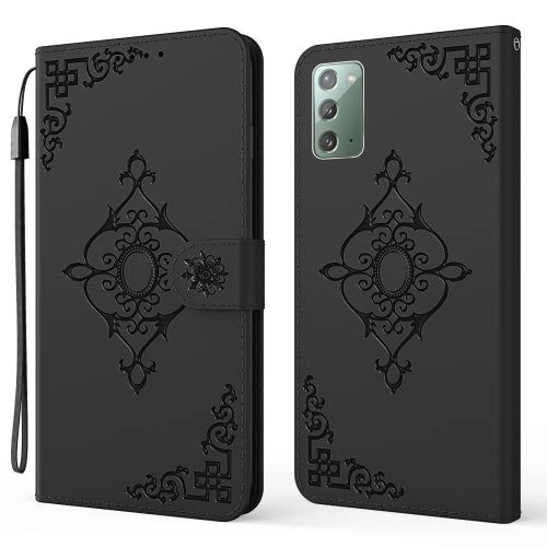 For Samsung Galaxy Note20 4G / 5G Embossed Fortune Flower Pattern Horizontal Flip Leather Case with