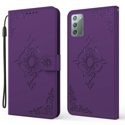 For Samsung Galaxy Note20 4G / 5G Embossed Fortune Flower Pattern Horizontal Flip Leather Case with