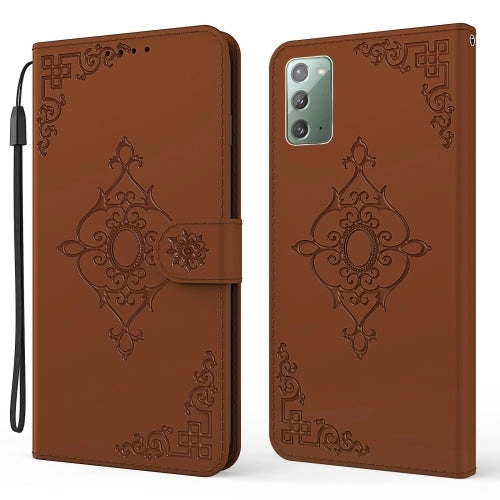 For Samsung Galaxy Note20 4G / 5G Embossed Fortune Flower Pattern Horizontal Flip Leather Case with