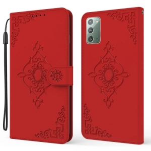 For Samsung Galaxy Note20 4G / 5G Embossed Fortune Flower Pattern Horizontal Flip Leather Case with