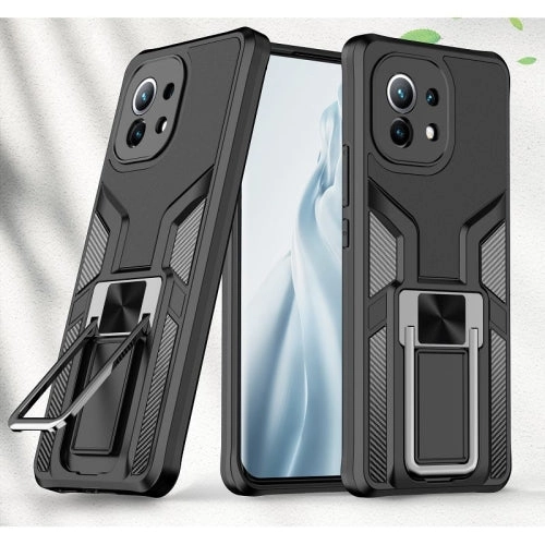 For Xiaomi Mi 11 Armor 2 in 1 PC   TPU Magnetic Shockproof Case with Foldable Holder(Rose
