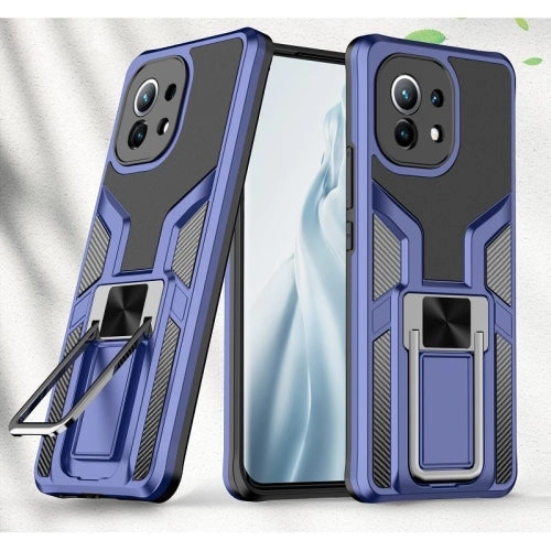 For Xiaomi Mi 11 Armor 2 in 1 PC   TPU Magnetic Shockproof Case with Foldable Holder(Rose
