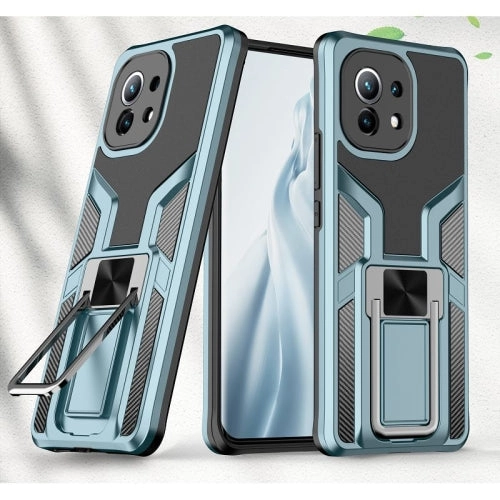 For Xiaomi Mi 11 Armor 2 in 1 PC   TPU Magnetic Shockproof Case with Foldable Holder(Rose