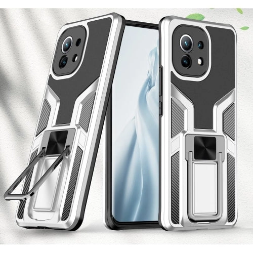 For Xiaomi Mi 11 Armor 2 in 1 PC   TPU Magnetic Shockproof Case with Foldable Holder(Rose