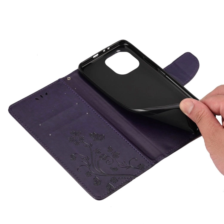 For Xiaomi Mi 11 Butterfly Flower Pattern Horizontal Flip Leather Case with Holder  Card Slots