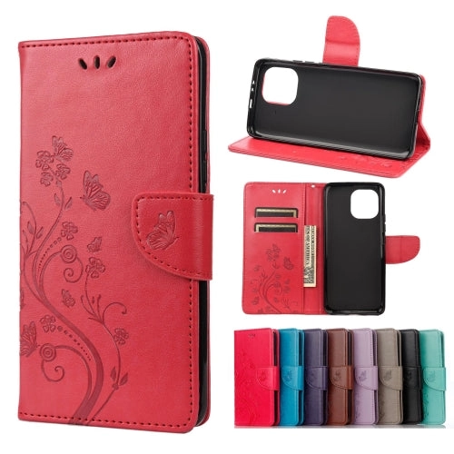 For Xiaomi Mi 11 Butterfly Flower Pattern Horizontal Flip Leather Case with Holder  Card Slots