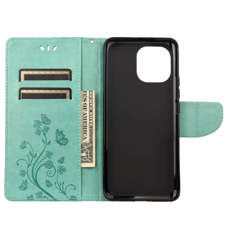 For Xiaomi Mi 11 Butterfly Flower Pattern Horizontal Flip Leather Case with Holder  Card Slots