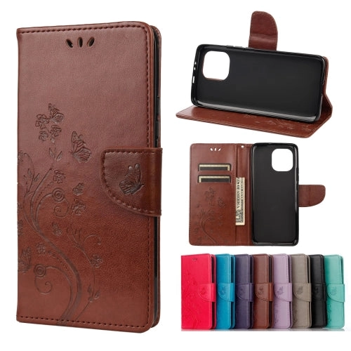 For Xiaomi Mi 11 Butterfly Flower Pattern Horizontal Flip Leather Case with Holder  Card Slots