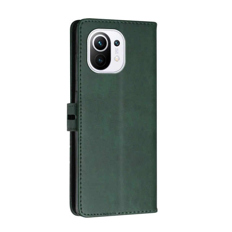 For Xiaomi Mi 11 Stitching Style 2-Color Cow Texture Horizontal Flip PU Leather Case with Holder