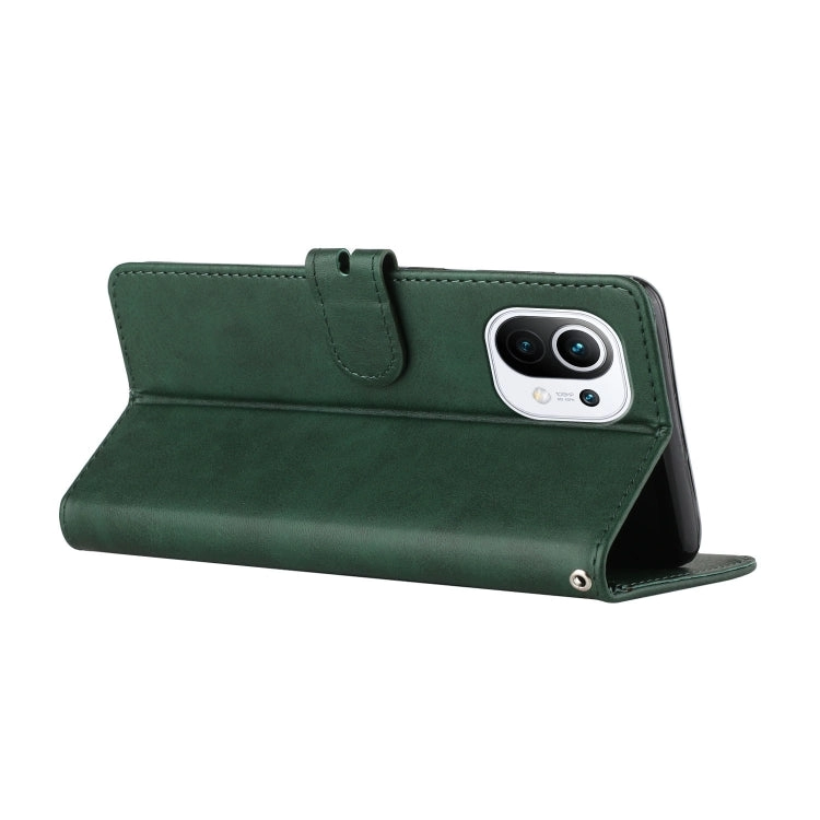 For Xiaomi Mi 11 Stitching Style 2-Color Cow Texture Horizontal Flip PU Leather Case with Holder