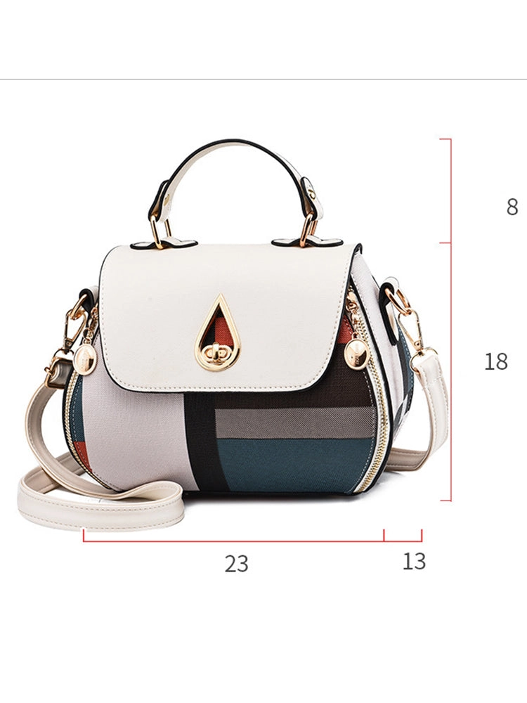 Geometric Patterns Canvas PU Leather Crossbody Handbag