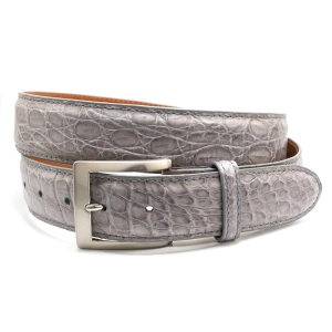 Gray Caiman Flank Crocodile Golf Belt