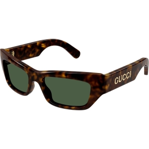 Gucci Men's Sunglasses - Havana Acetate Cat Eye Shape Frame Green Lens | GG1296S 004