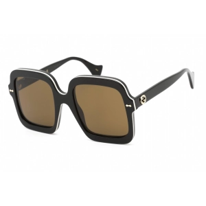 Gucci Women's Sunglasses - Black Plastic Square Shape Frame Brown Lens | GG1241S 001
