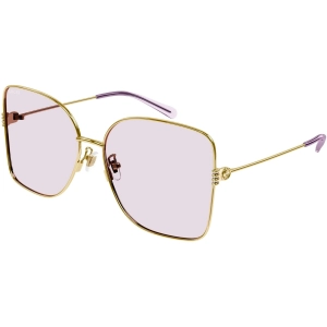 Gucci Women's Sunglasses - Gold Metal Butterfly Shape Frame Pink Lens | GG1282SA 004