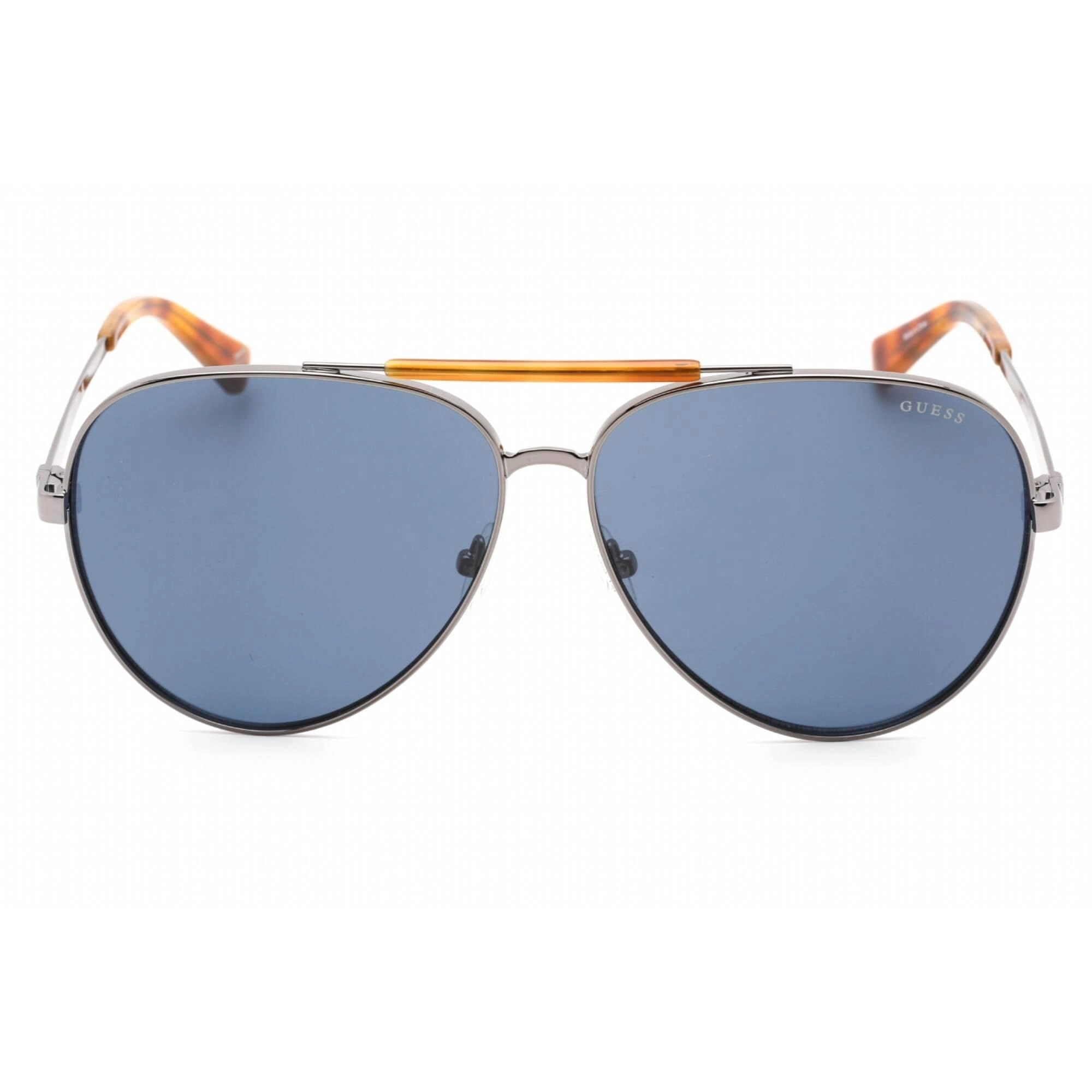 Guess Men's Sunglasses - Full Rim Shiny Gunmetal Metal Aviator Frame | GU5209 08V