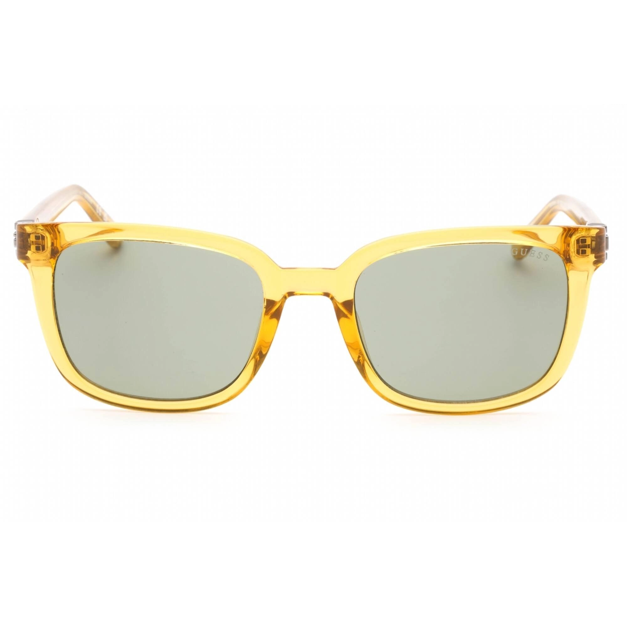 Guess Men's Sunglasses - Green Lens Transparent Yellow Square Frame | GU00065 41N
