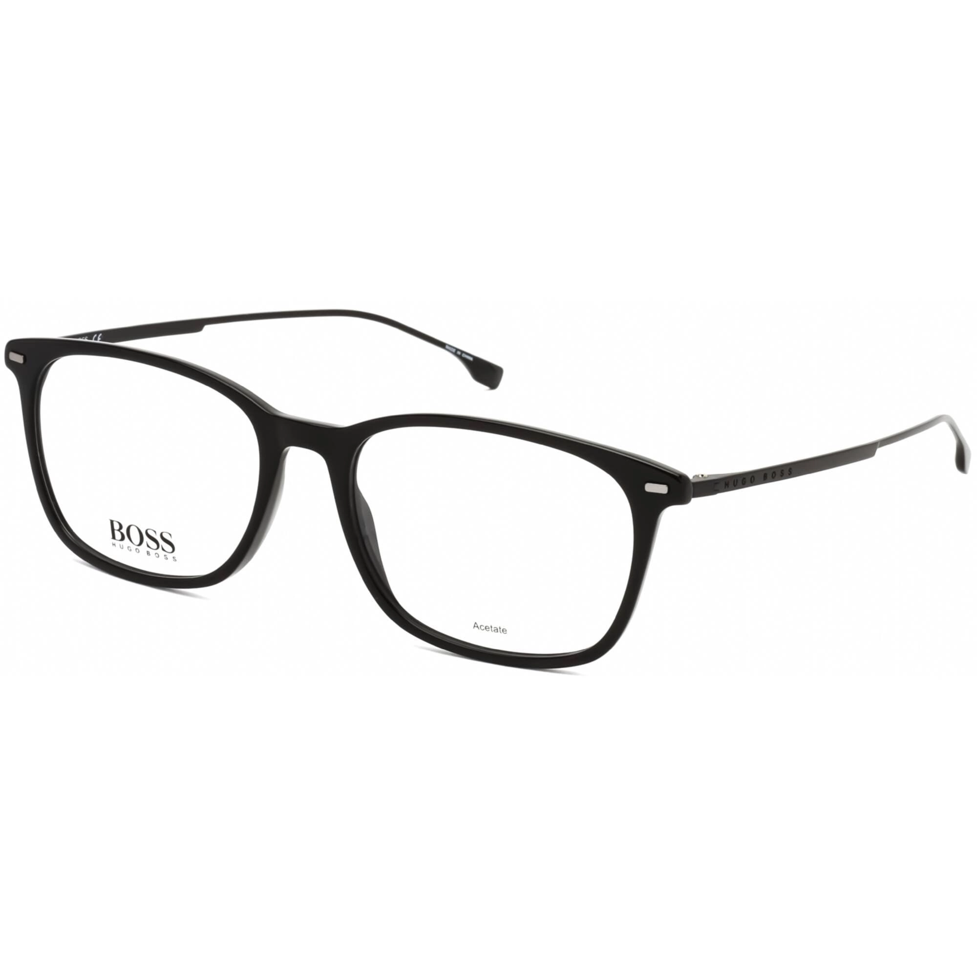 Hugo Boss Men's Eyeglasses - Full Rim Black Acetate/Metal Rectangular | 1015 0807 00