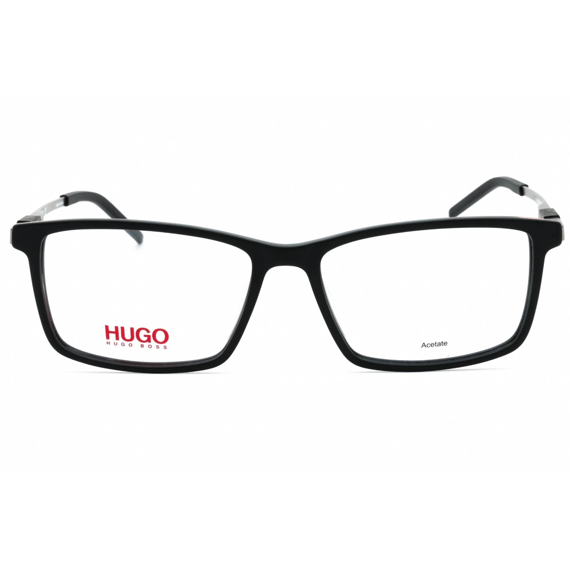 Hugo Men's Eyeglasses - Matte Black Plastic Rectangular Full Rim | HG 1102 0003 00