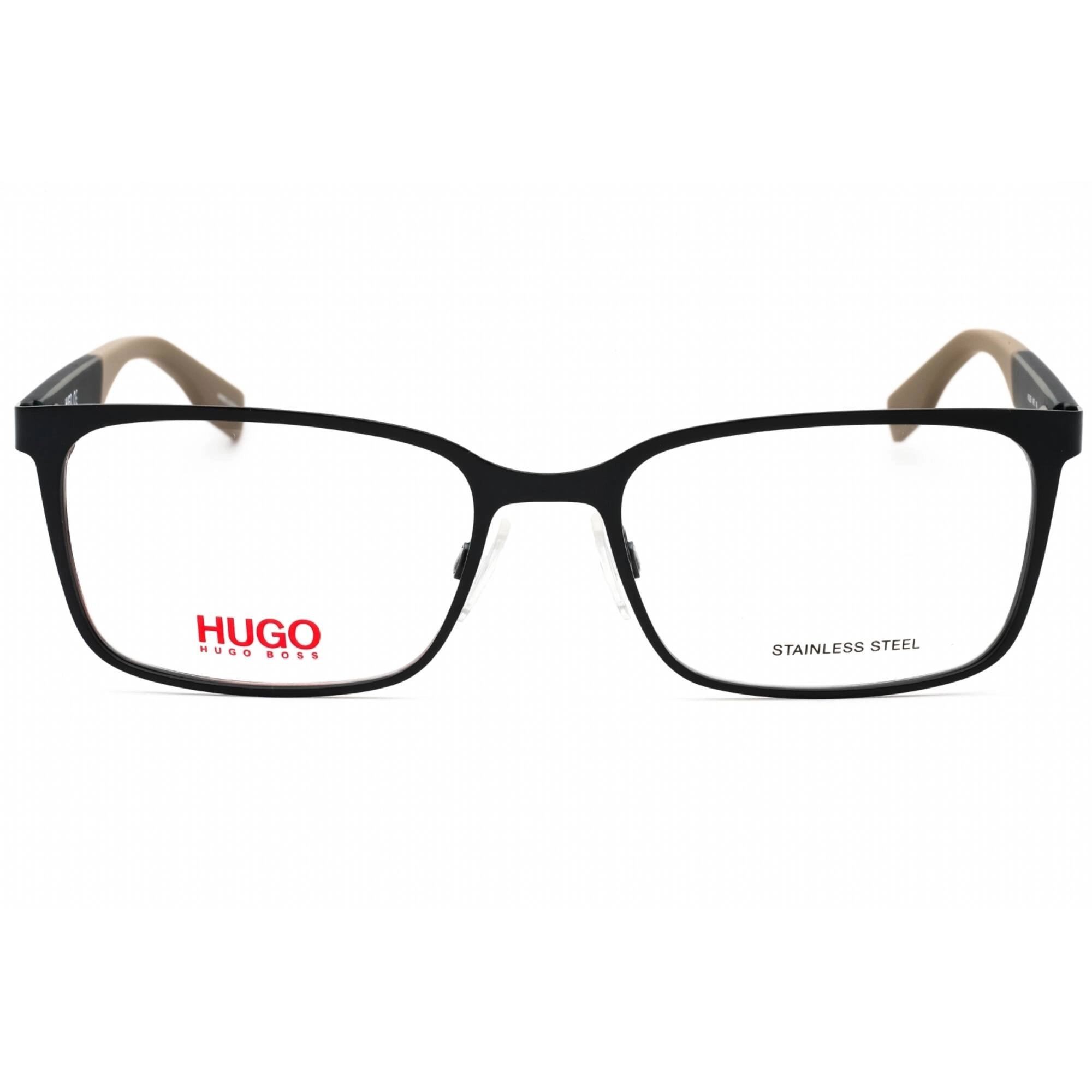 Hugo Men's Eyeglasses - Matte Blue Beige Metal Rectangular Full Rim | HG 0265 0NF0 00
