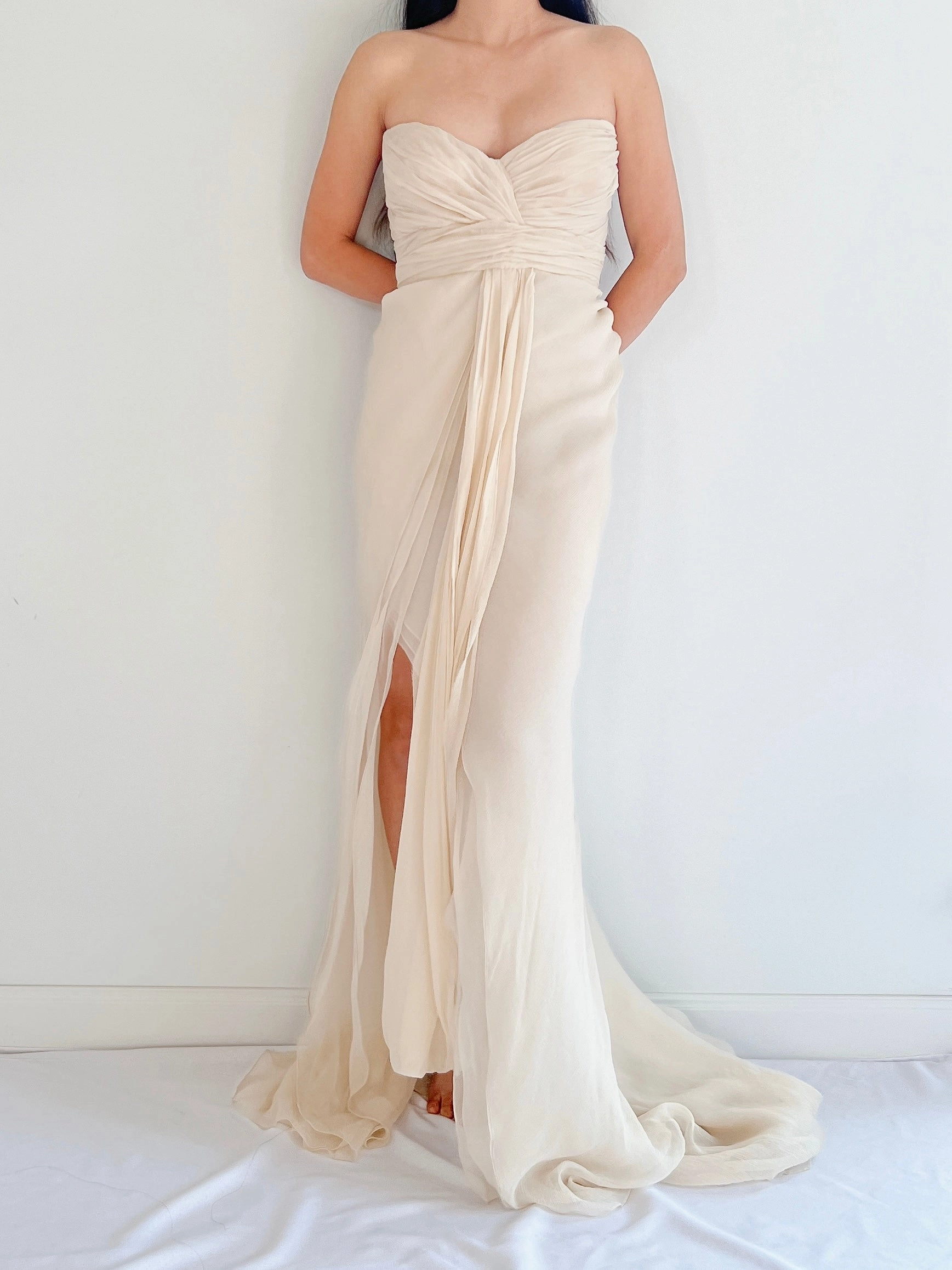 J. Mendel Silk Draped Gown - M