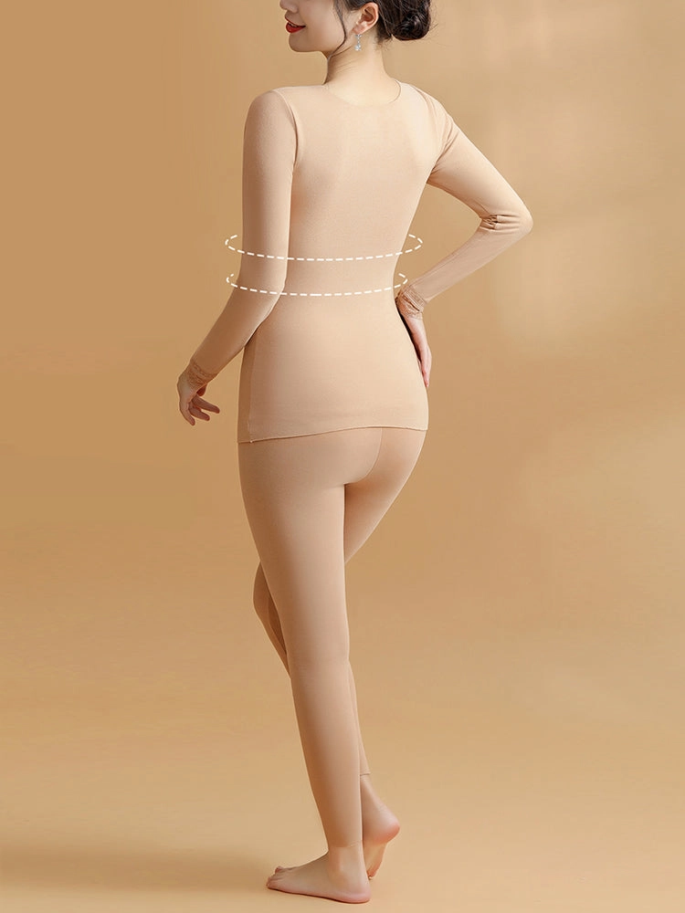 Lace V-Neck Reversible Brushed Thermal Sets