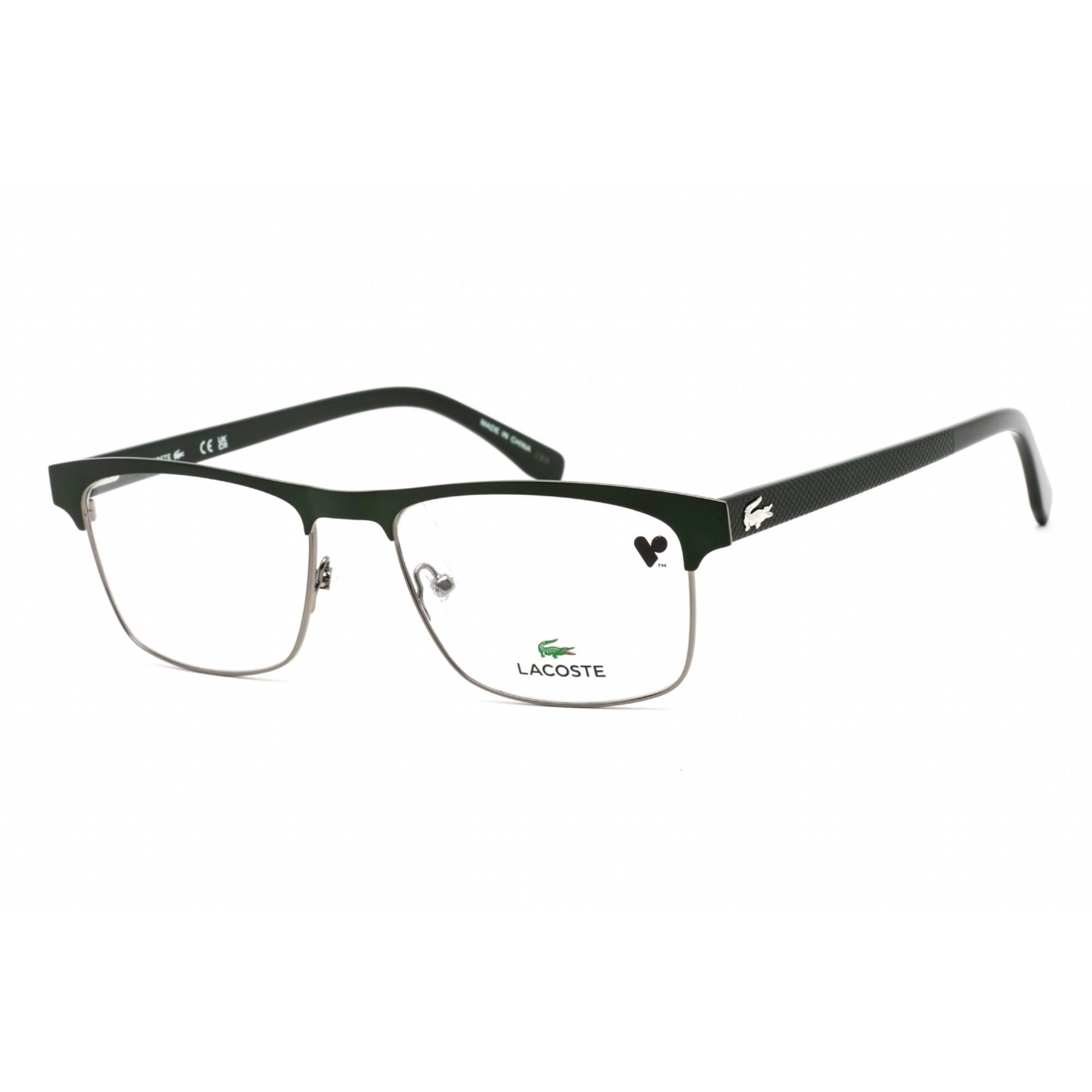 Lacoste Unisex Eyeglasses - Full Rim Rectangular Matte Green Metal Frame | L2198 315