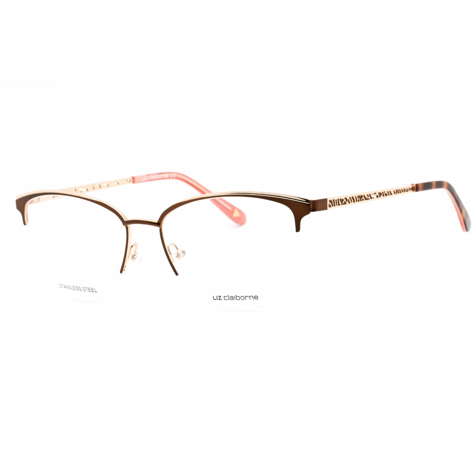 Liz Claiborne Women's Eyeglasses - Brown Metal Cat Eye Frame Clear Lens | L 673 09Q