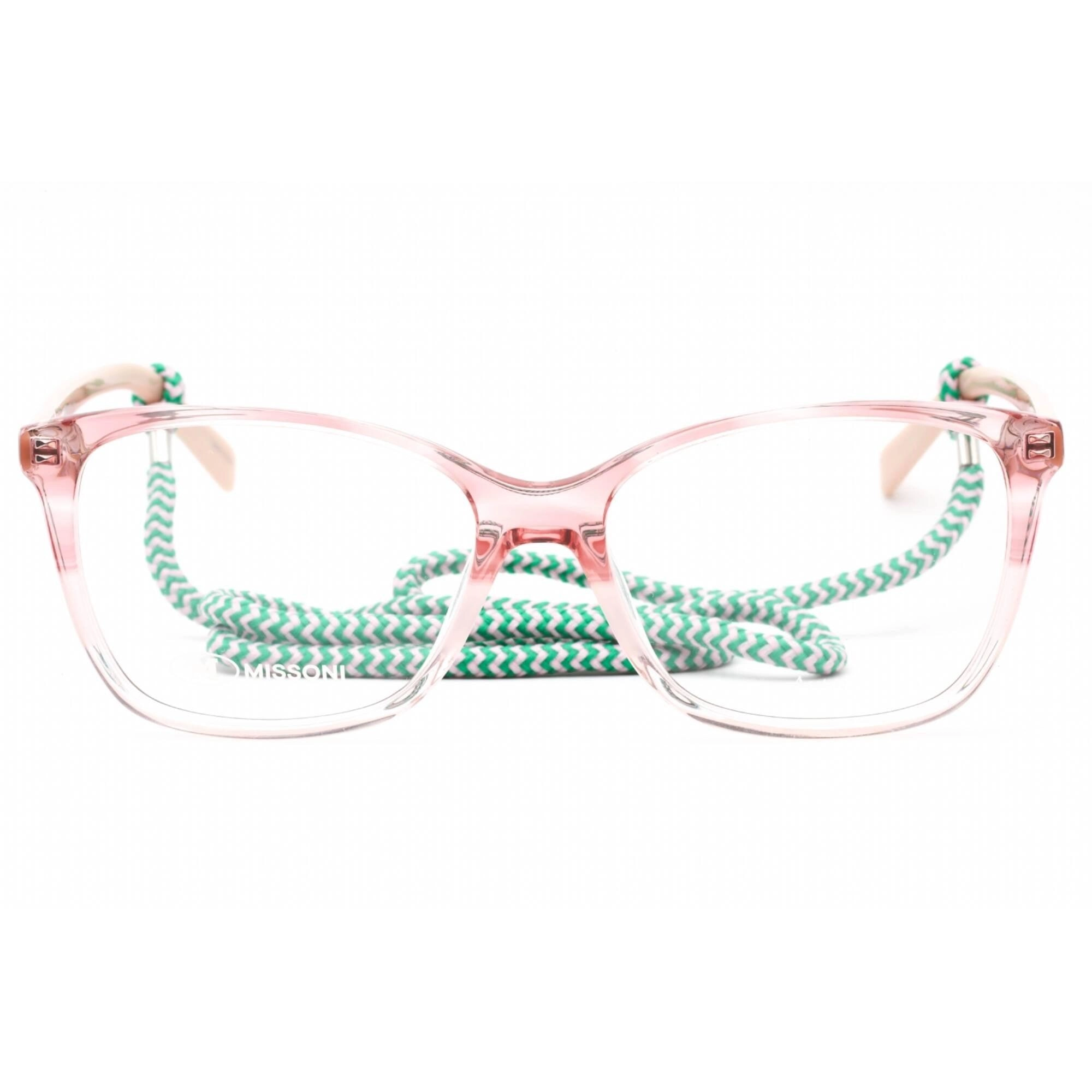 M Missoni Women's Eyeglasses - Pink Horn Rectangular Plastic Frame | MMI 0010 0JLG 00