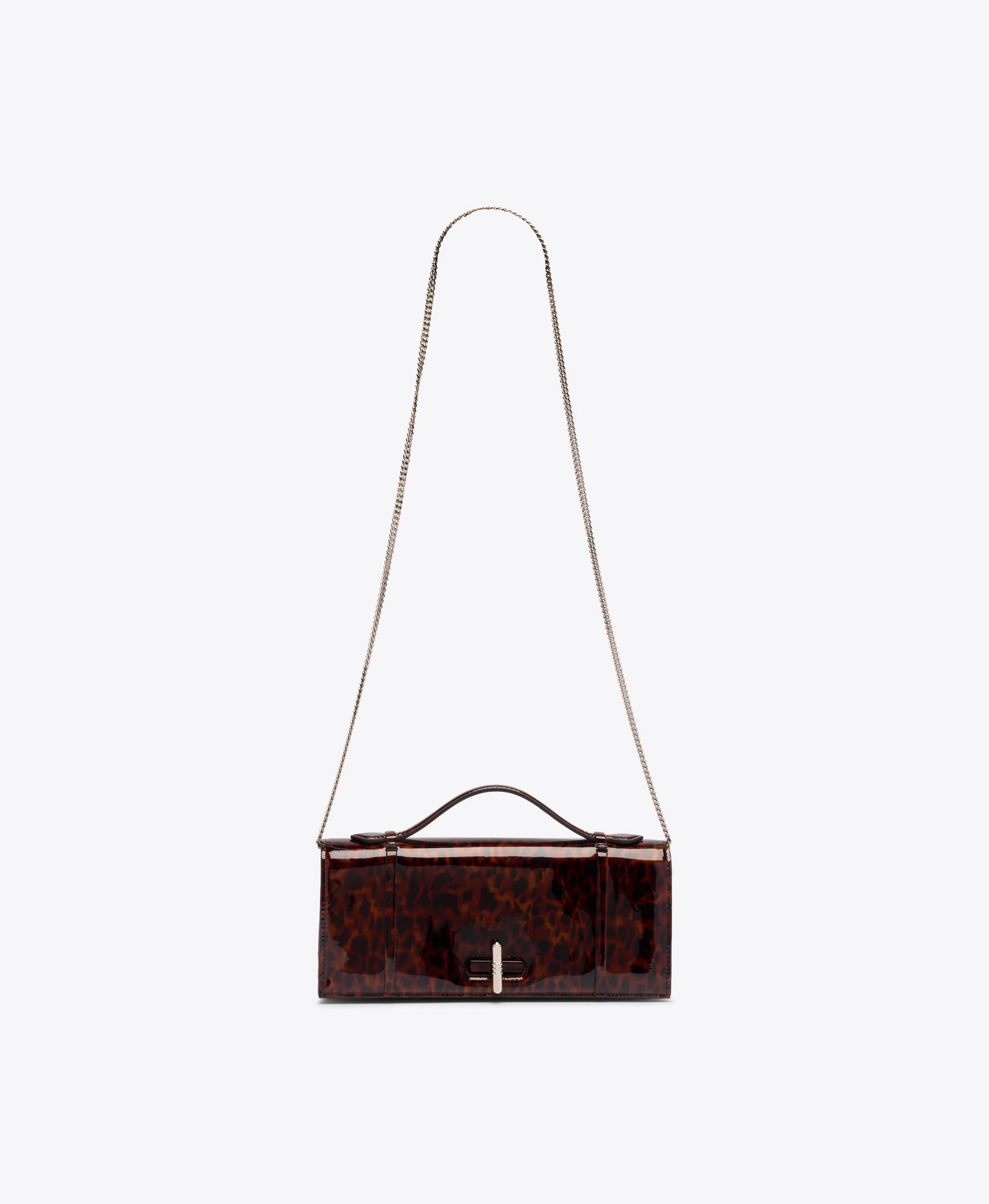 May Leopard Patent Clutch Bag