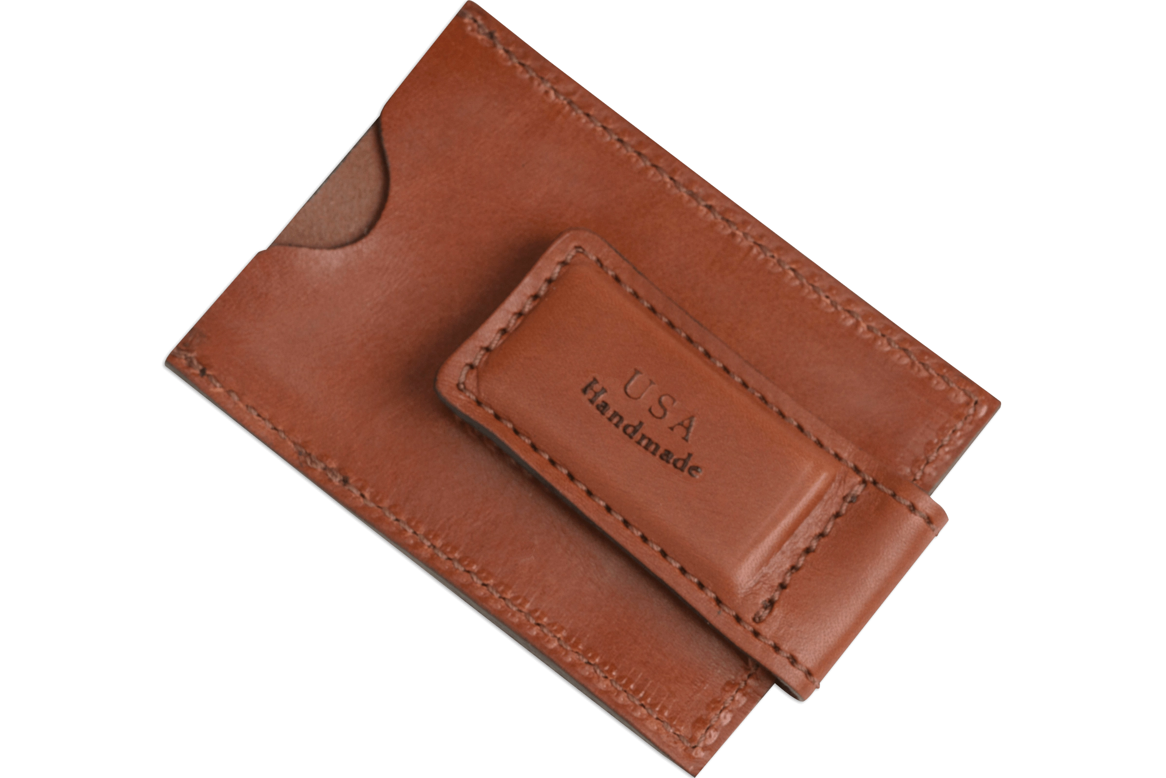 Medium Brown Premium Leather Slim ID Wallet With Magnetic Money Clip