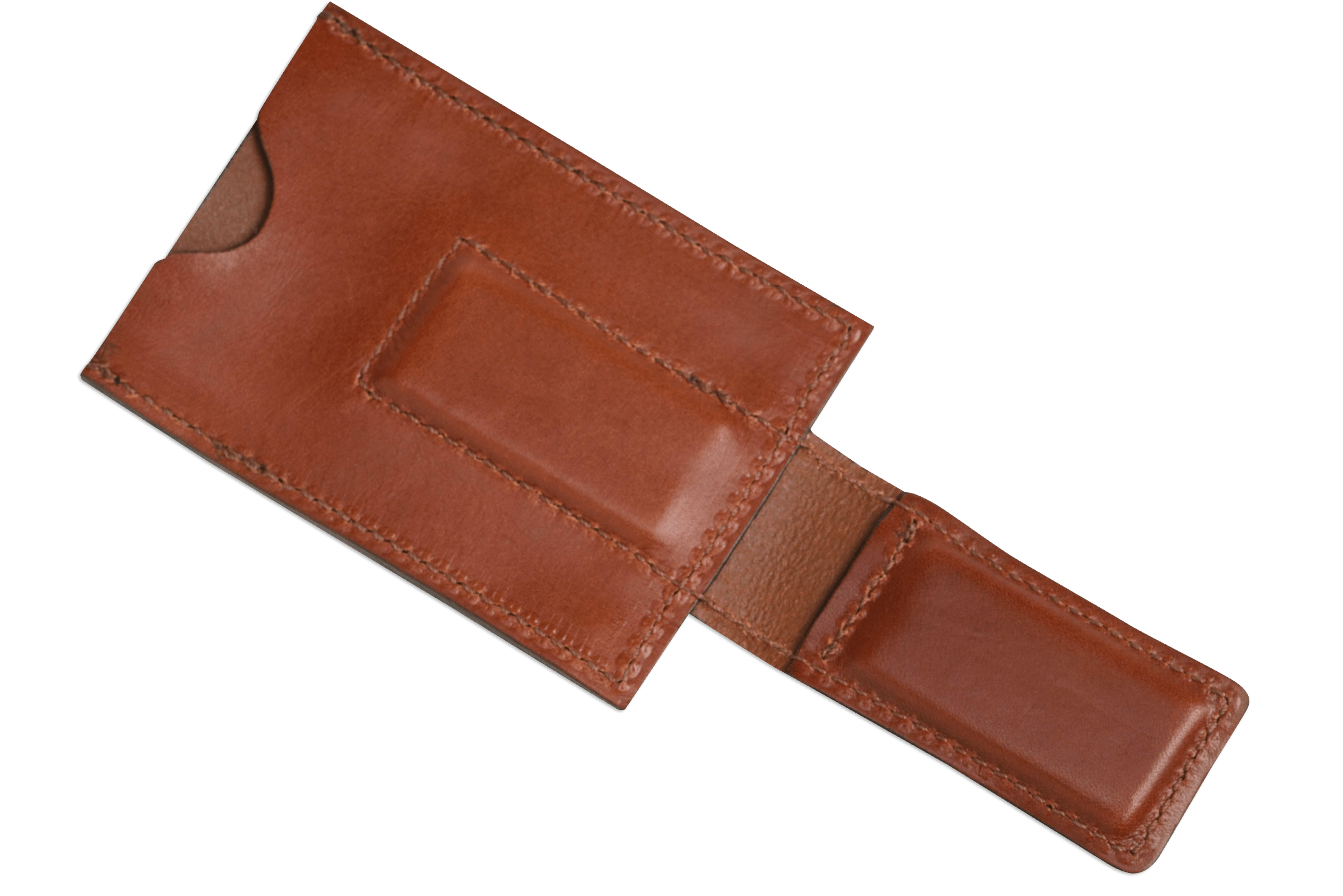 Medium Brown Premium Leather Slim ID Wallet With Magnetic Money Clip