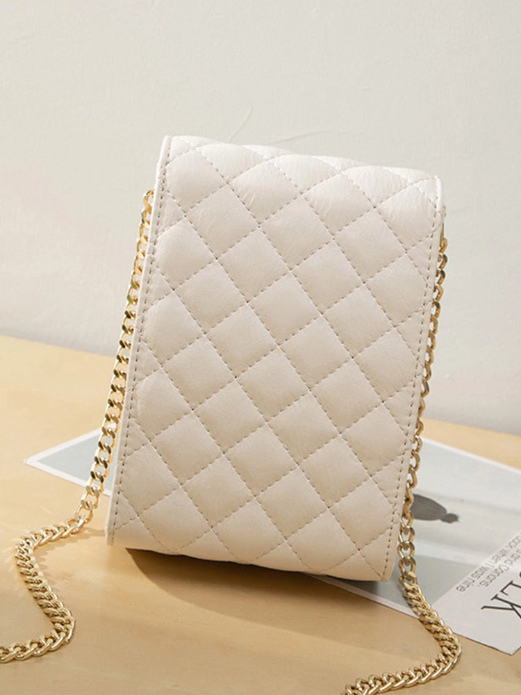 Mini Diamond Pattern Clutch Wallet Heart-shaped Crossbody Bag with Adjustable Strap