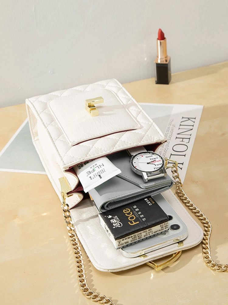 Mini Diamond Pattern Clutch Wallet Heart-shaped Crossbody Bag with Adjustable Strap