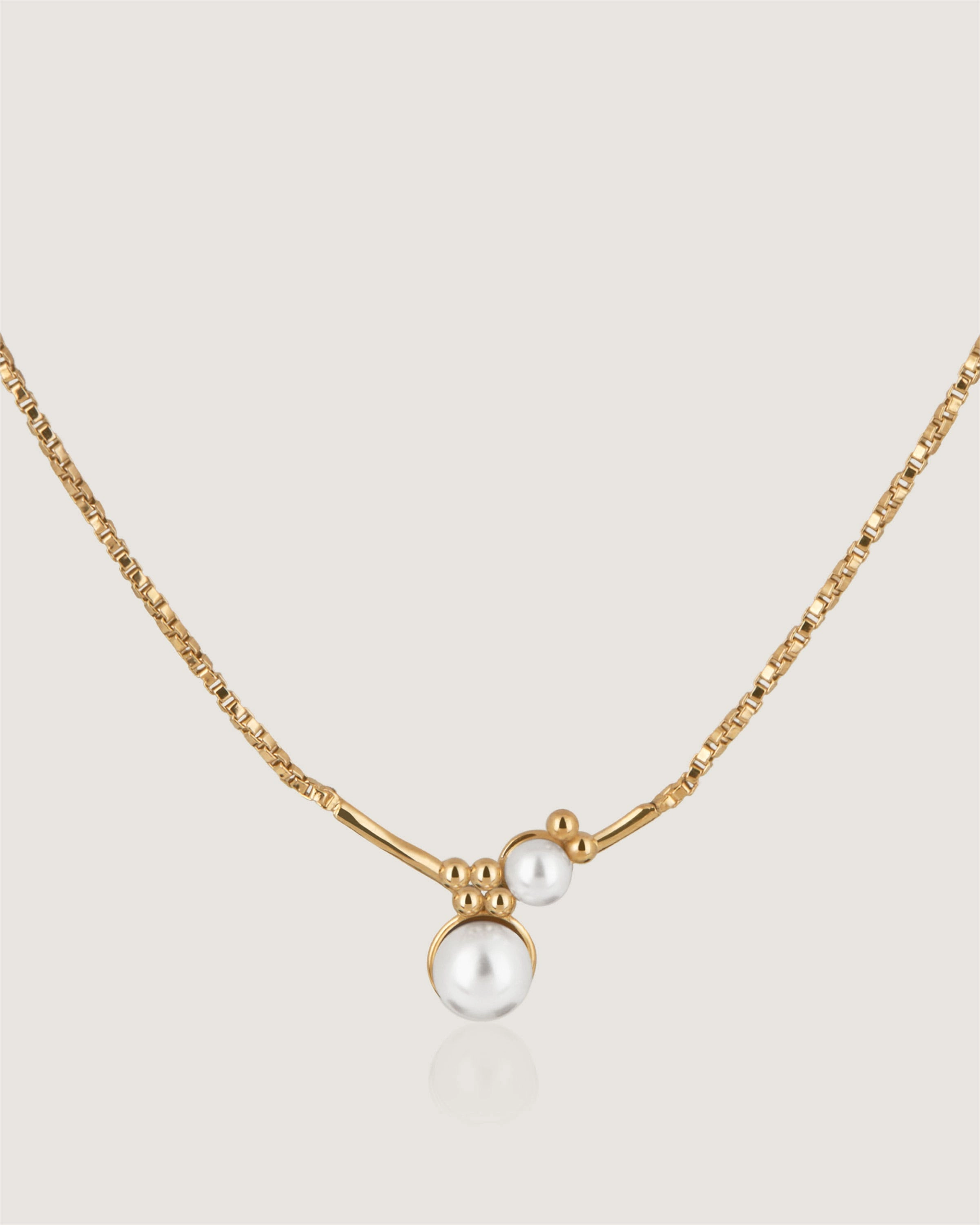 Pearl Cluster Necklace - 22 Carat Gold Gilded