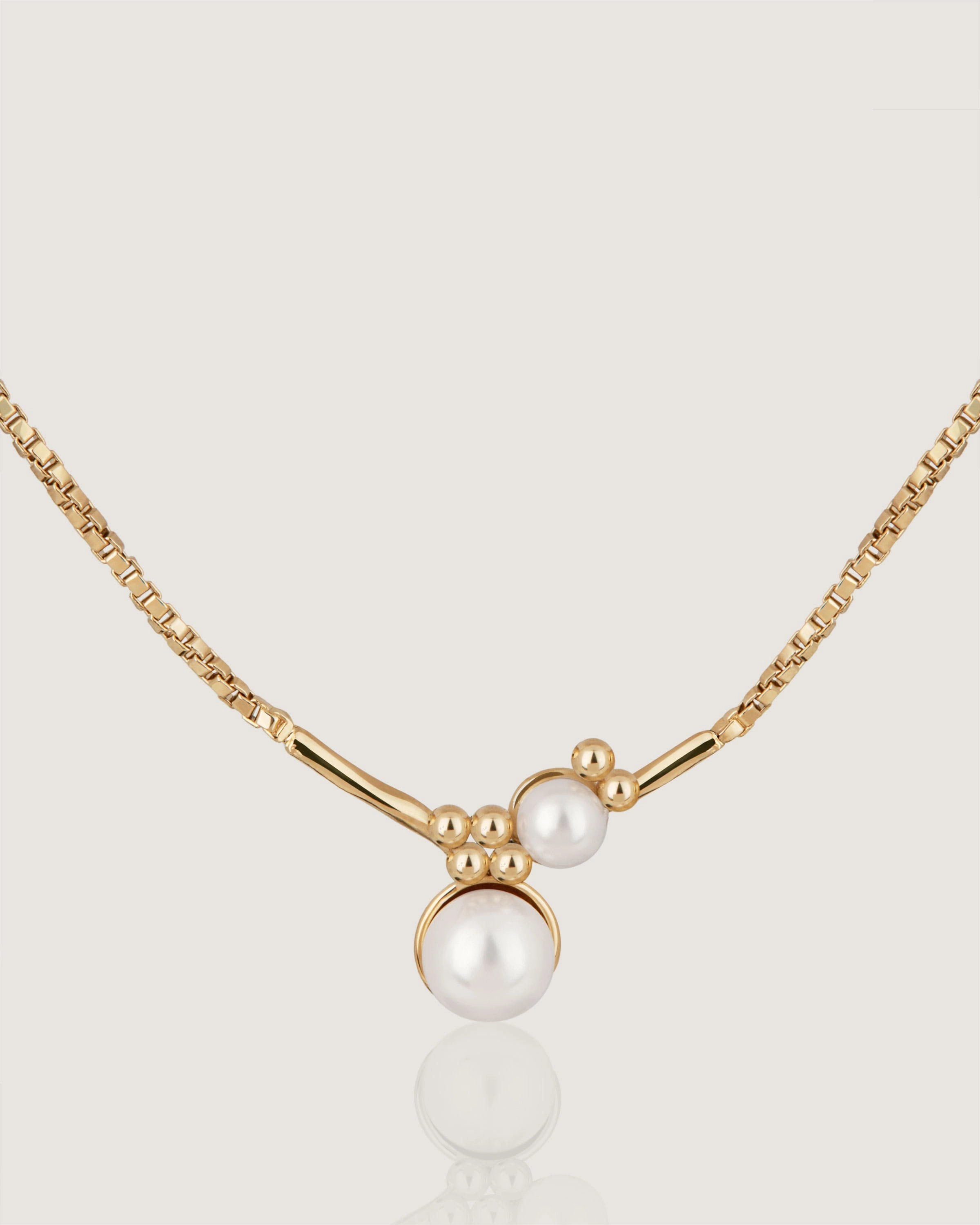 Pearl Cluster Necklace - 22 Carat Gold Gilded