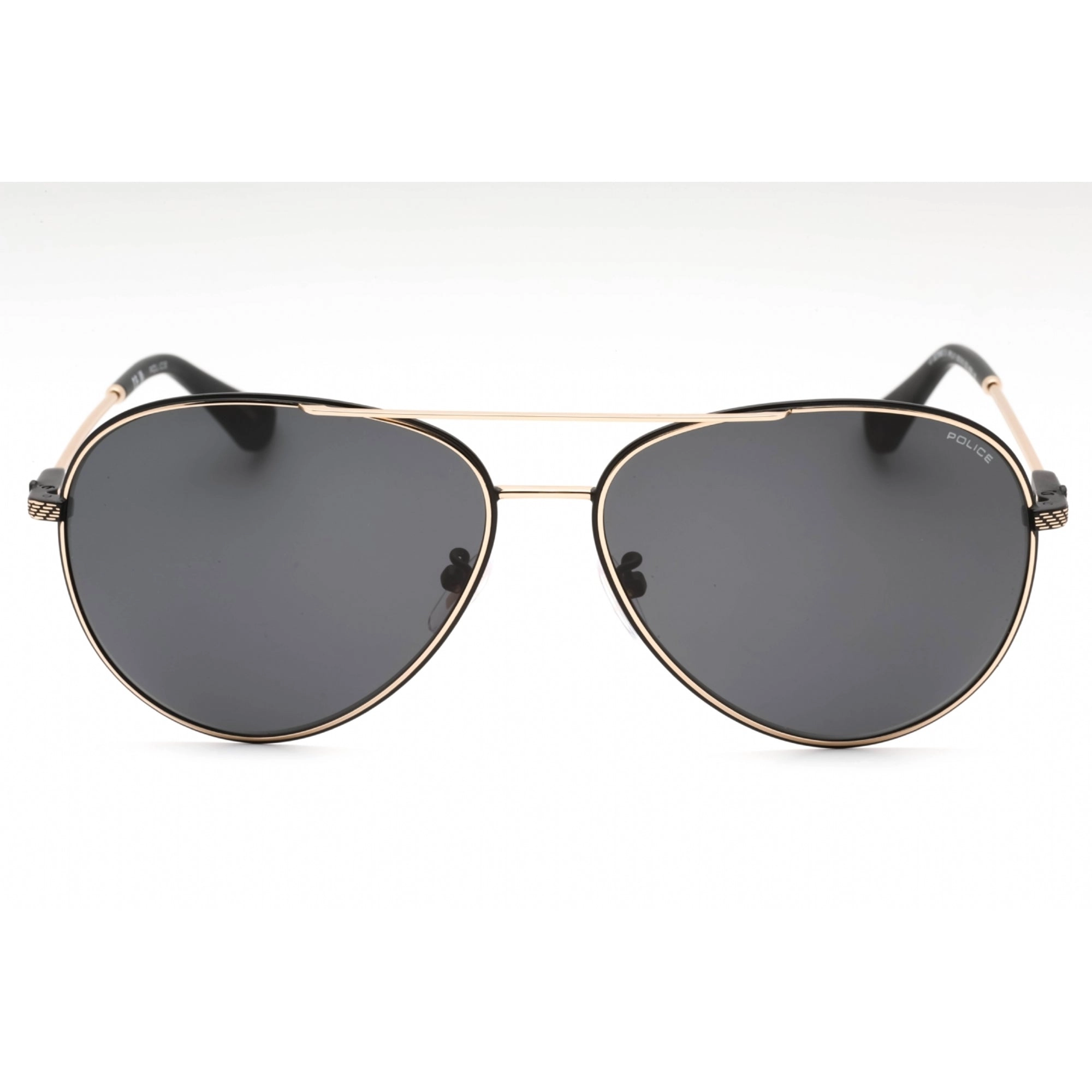 Police Men's Sunglasses - Black Rose Gold Metal Aviator Full Rim Frame | SPLL11 0302